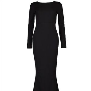 Black Long Sleeve Open Back Maxi Dress